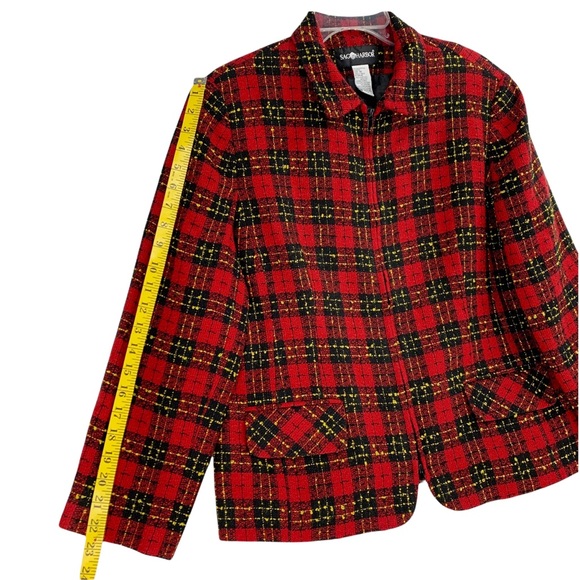 Zipper Front Plaid Tweed Blazer by Sag Harbor - Picture 15 of 15
